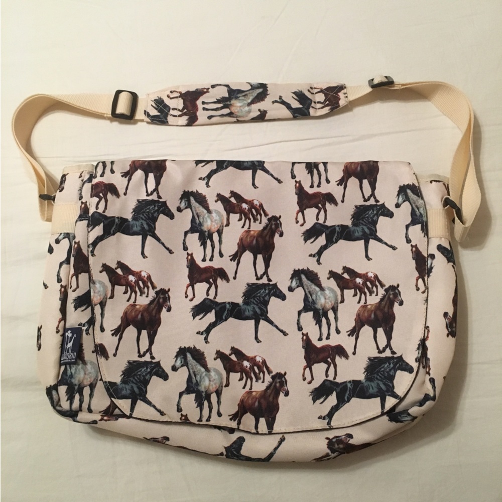 Horse print laptop messenger bag